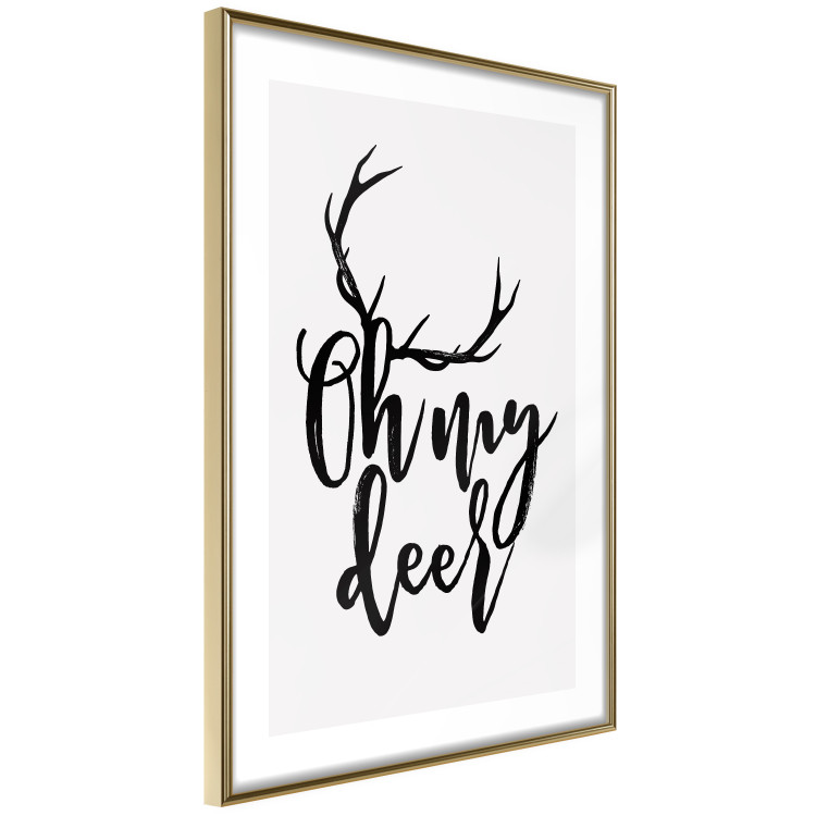 Wall Poster Oh My Deer - deer antlers with English text on a light gray background 130738 additionalImage 9