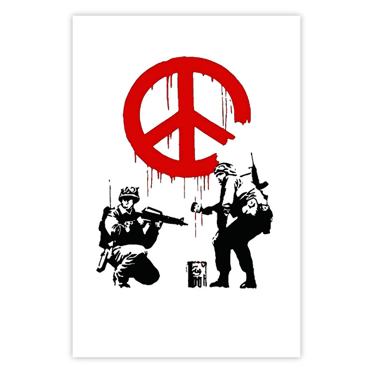 Poster CND Soldiers - soldiers painting a hippie symbol in Banksy style 132438