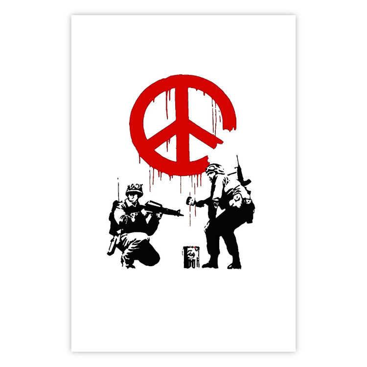 Poster CND Soldiers - soldiers painting a hippie symbol in Banksy style 132438 additionalImage 25