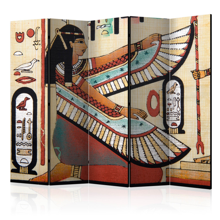 Room Divider Egyptian Motifs II (5-piece) - human figure among hieroglyphs 132538