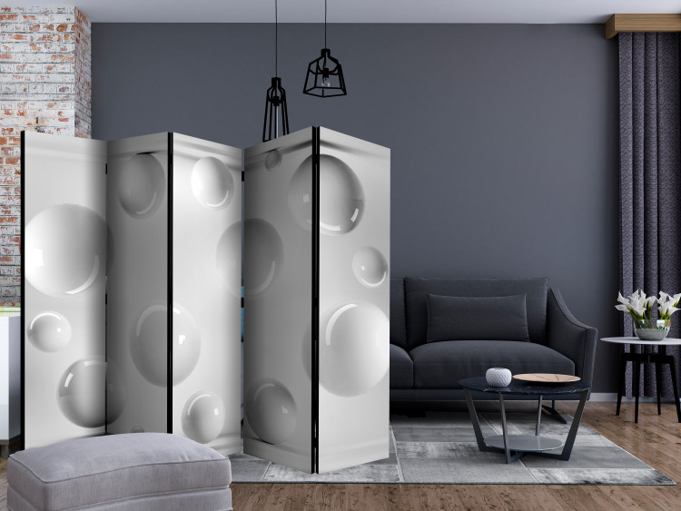 Room Divider Spheres II (5-piece) - black and white geometric composition in 3D 132838 additionalImage 4