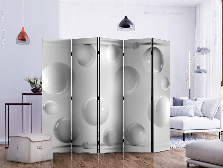 Room Divider Spheres II (5-piece) - black and white geometric composition in 3D 132838 additionalImage 2