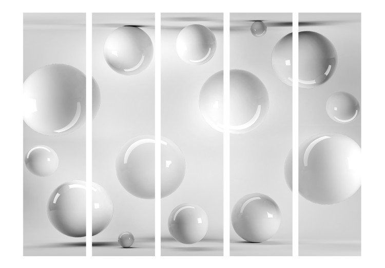Room Divider Spheres II (5-piece) - black and white geometric composition in 3D 132838 additionalImage 3