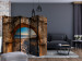 Room Divider Screen Arch and Beach II (5-piece) - view of footprints on sand against the ocean 132938 additionalThumb 4