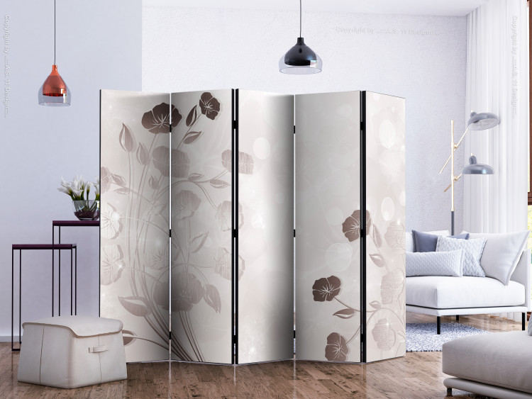 Room Divider Screen Delicacy of Flowers II (5-piece) - beige background with floral motif 133138 additionalImage 2