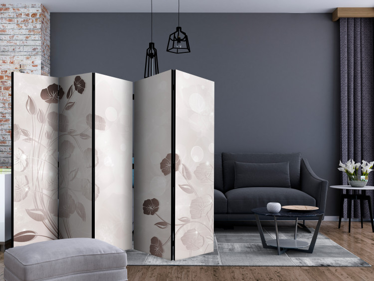 Room Divider Screen Delicacy of Flowers II (5-piece) - beige background with floral motif 133138 additionalImage 4