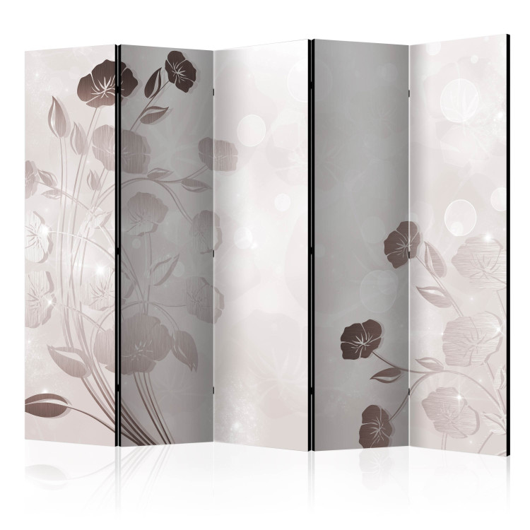 Room Divider Screen Delicacy of Flowers II (5-piece) - beige background with floral motif 133138