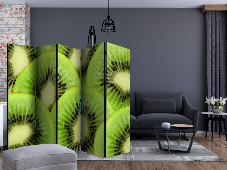 Folding Screen Kiwi Slices II (5-piece) - green composition with juicy fruits 133238 additionalImage 4