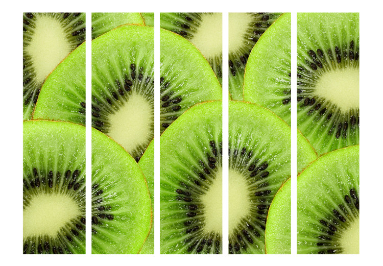 Folding Screen Kiwi Slices II (5-piece) - green composition with juicy fruits 133238 additionalImage 3