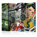 Room Divider Screen Graffiti Girl II (5-piece) - musical composition in a colorful mural 133338