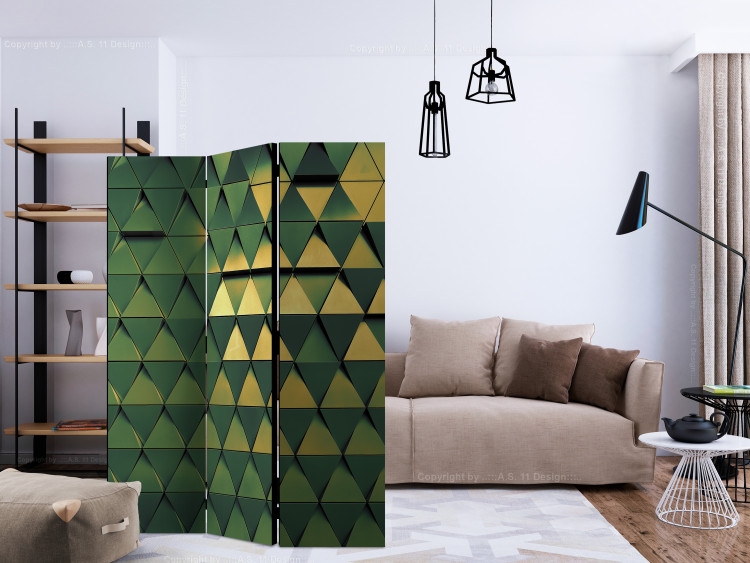 Room Divider Dragon Scales (3-piece) - shining geometric background in 3D form 133538 additionalImage 4
