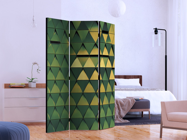 Room Divider Dragon Scales (3-piece) - shining geometric background in 3D form 133538 additionalImage 2