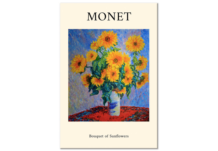 Canvas Print Sunflowers - a famous Monet art with the inscription in English 135738