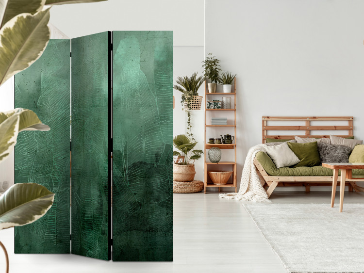 Room Divider Green Banana Trees (3-piece) - Emerald composition in leaves 136138 additionalImage 2