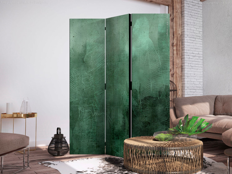Room Divider Green Banana Trees (3-piece) - Emerald composition in leaves 136138 additionalImage 4