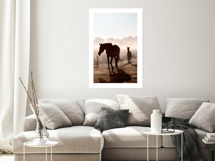 Poster Morning of Memories - landscape of running horses against a misty forest 138038 additionalImage 12