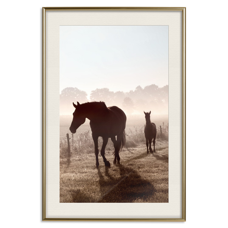 Poster Morning of Memories - landscape of running horses against a misty forest 138038 additionalImage 2