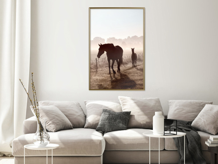 Poster Morning of Memories - landscape of running horses against a misty forest 138038 additionalImage 15