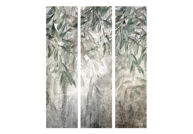 Folding Screen Rainy Leaves in Mist (3-piece) - Composition of green plants 138538 additionalImage 3