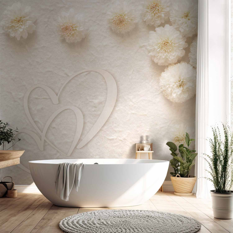Wall Mural Flowers and love - a minimalist composition with nature and two hearts 138738 additionalImage 8