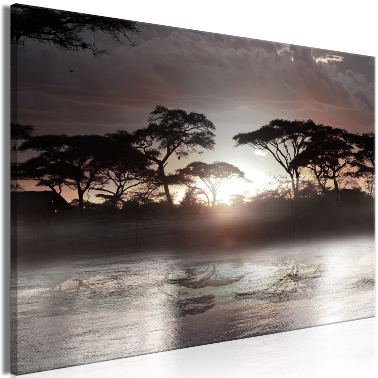 Canvas Art Print Acacia Trees (1-piece) Wide - sunset over calm water 142338 additionalImage 2