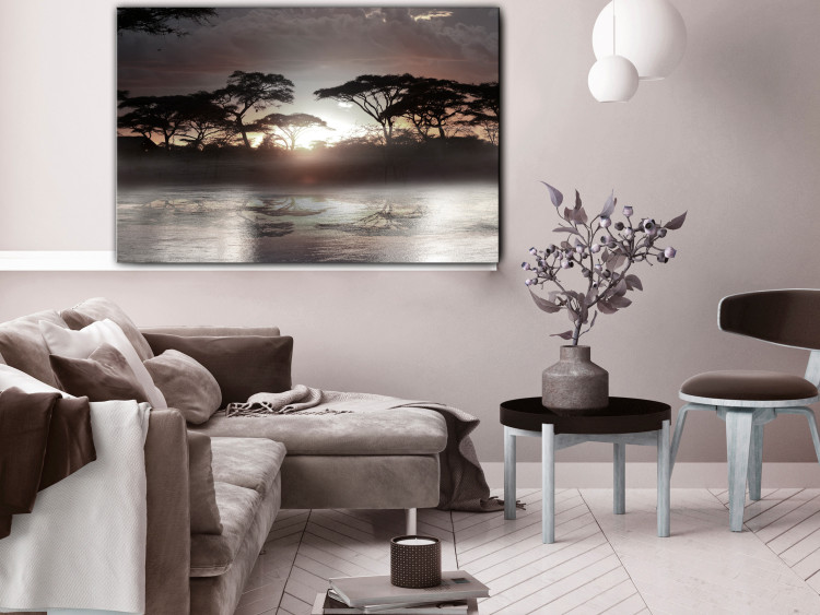 Canvas Art Print Acacia Trees (1-piece) Wide - sunset over calm water 142338 additionalImage 3