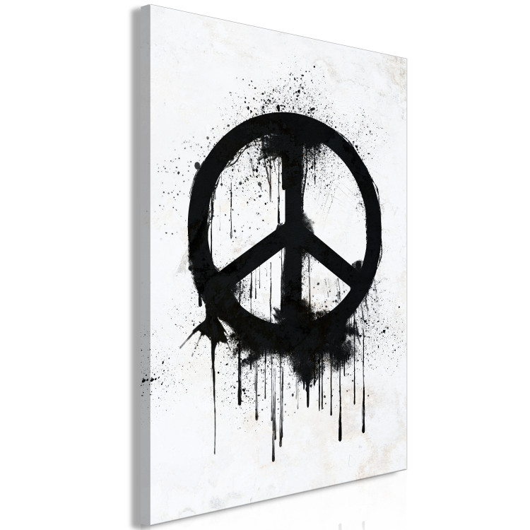 Canvas Symbol of Peace (1-piece) Vertical - black and white Banksy-style sign 142438 additionalImage 2