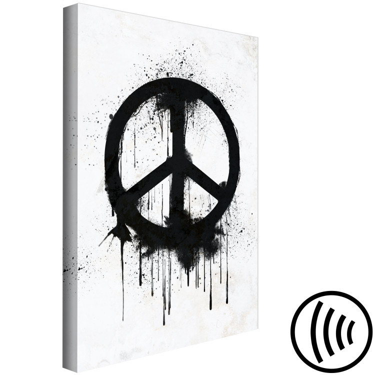 Canvas Symbol of Peace (1-piece) Vertical - black and white Banksy-style sign 142438 additionalImage 6