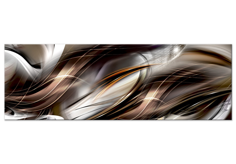Canvas Art Print Streaks (1-piece) Narrow - gray-brown abstraction in delicate waves 143738