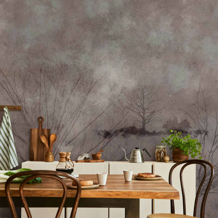 Wall Mural Winter abstraction - landscape with leafless trees in brown tones 143938 additionalImage 6