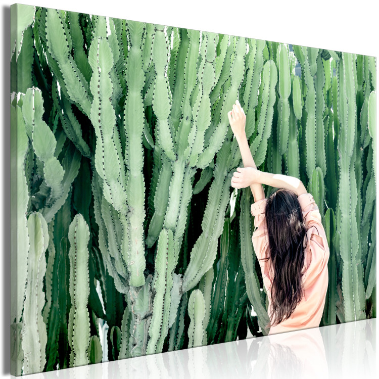 Canvas Print Cactus Landscape (1-piece) - female figure and green plants 144338 additionalImage 2