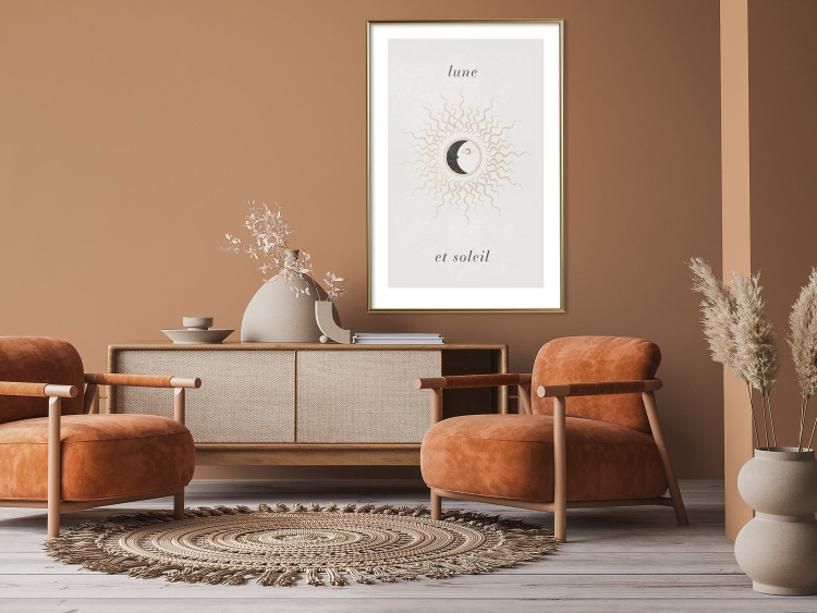 Wall Poster Moon and Sun - Graphical Representation of Celestial Bodies in Bright Tones 146138 additionalImage 16