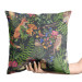 Decorative Velor Pillow Good neighbourhood - forest flora and fauna motif on black background 147138 additionalThumb 2
