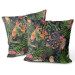 Decorative Velor Pillow Good neighbourhood - forest flora and fauna motif on black background 147138 additionalThumb 3