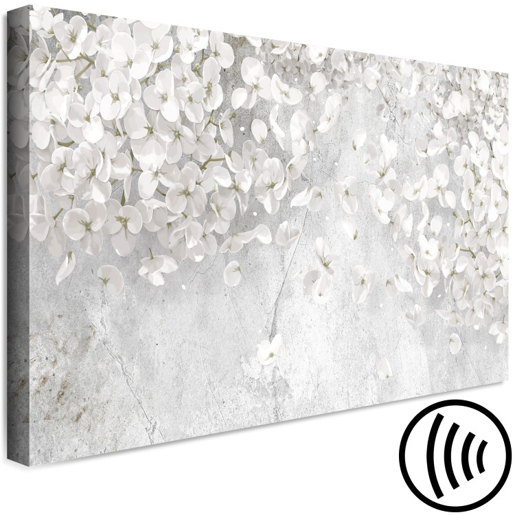 Canvas Art Print White Flowers (1-piece) - white plants on a gray stone background 148838 additionalImage 6