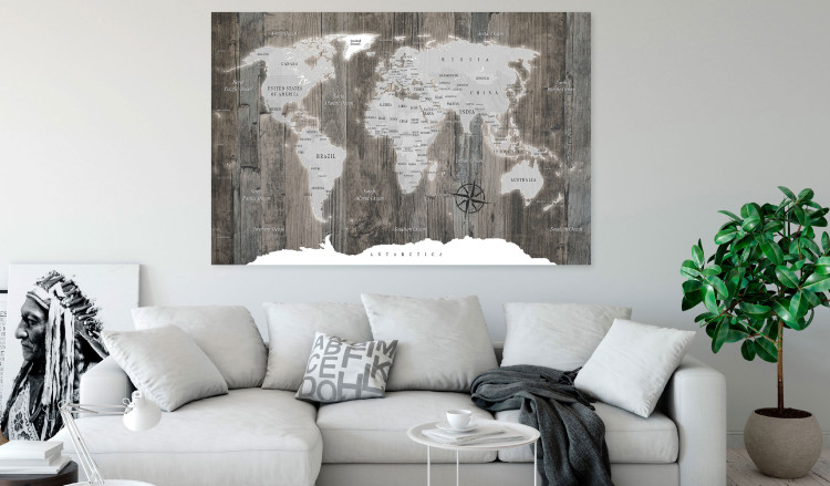 Large canvas print World Map: Wooden World [Large Format] 149138 additionalImage 5