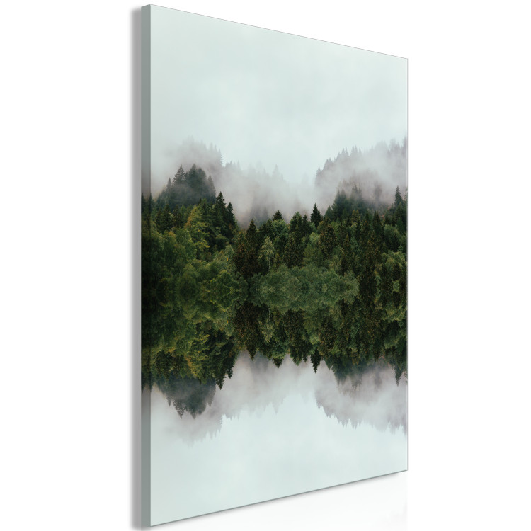 Canvas Art Print Waterside Landscape (1-piece) - mist and trees in a woodland scene 149638 additionalImage 2
