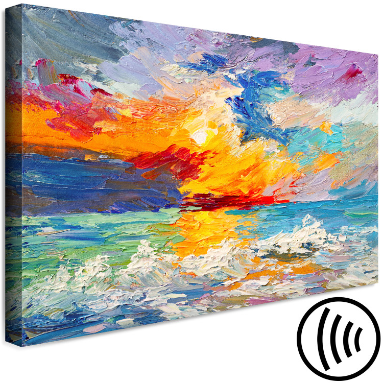 Canvas Print Seascape - Painted Sun at Sunset in Vivid Colors 149838 additionalImage 6
