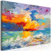 Canvas Print Seascape - Painted Sun at Sunset in Vivid Colors 149838 additionalThumb 2
