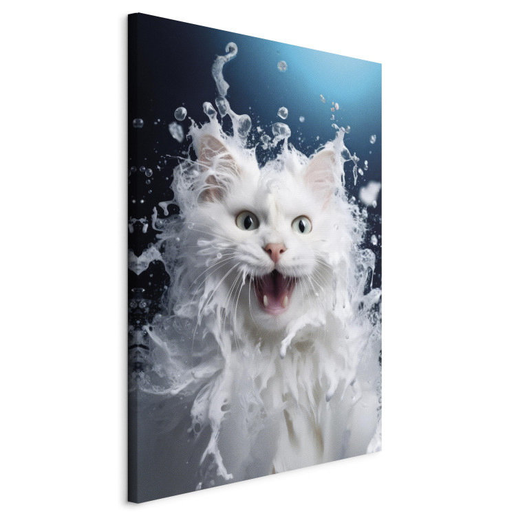 Canvas Print AI Norwegian Forest Cat - Wet Animal Fantasy Portrait - Vertical 150238 additionalImage 2