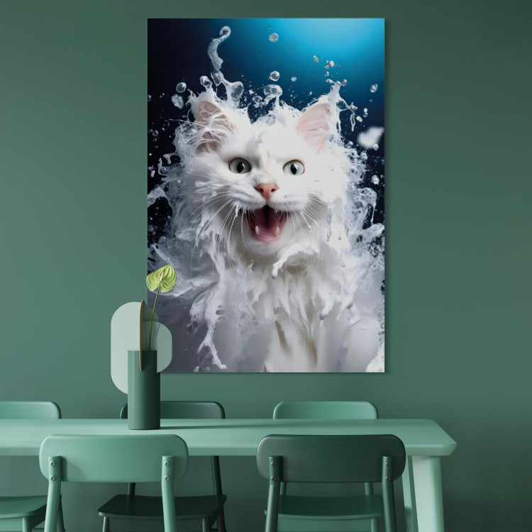 Canvas Print AI Norwegian Forest Cat - Wet Animal Fantasy Portrait - Vertical 150238 additionalImage 9