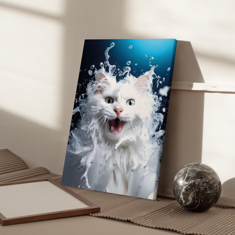 Canvas Print AI Norwegian Forest Cat - Wet Animal Fantasy Portrait - Vertical 150238 additionalImage 5