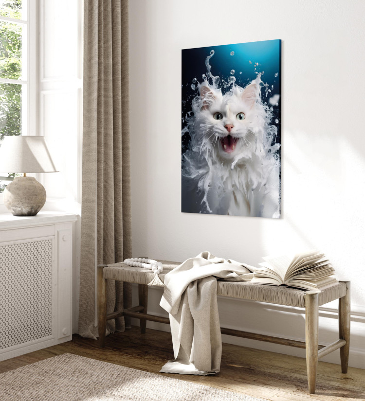 Canvas Print AI Norwegian Forest Cat - Wet Animal Fantasy Portrait - Vertical 150238 additionalImage 10