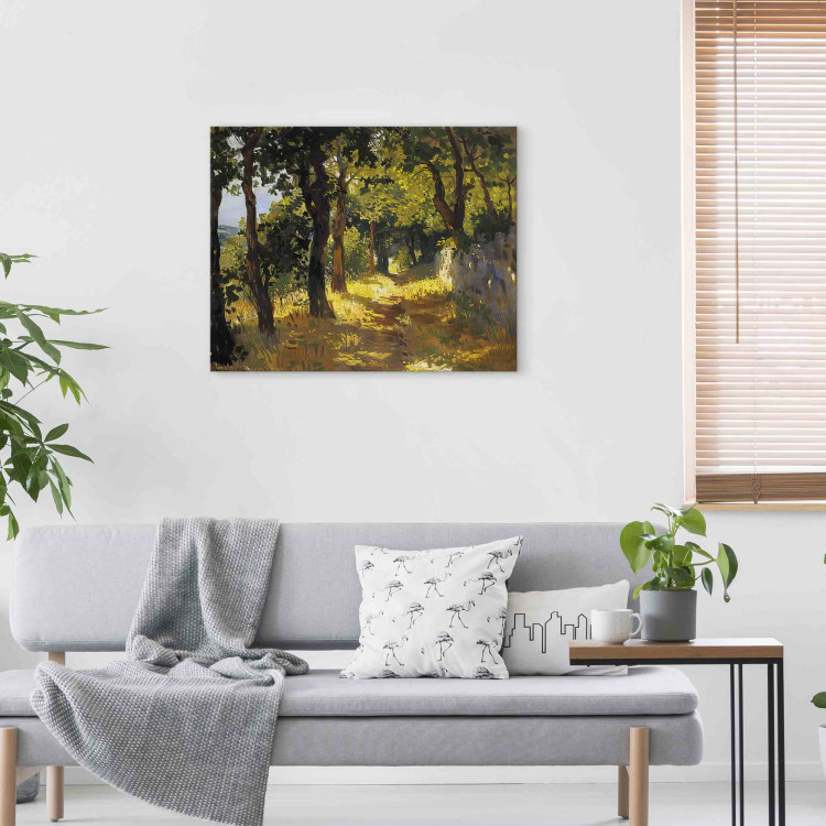 Canvas Green Forest - Sun Rays Illuminating a Painterly Landscape 159938 additionalImage 5