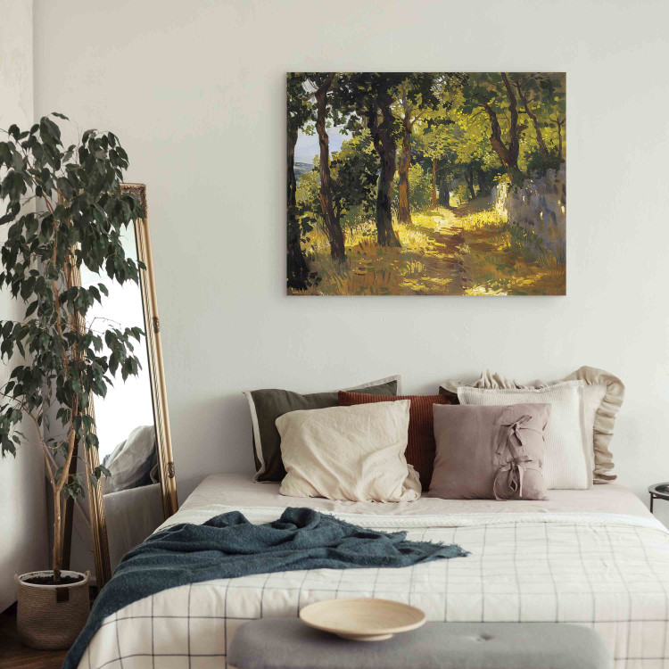 Canvas Green Forest - Sun Rays Illuminating a Painterly Landscape 159938 additionalImage 3