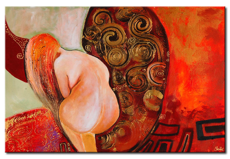 Canvas Print Girl (1-piece) - nude portrait of a woman on an abstract background 47538