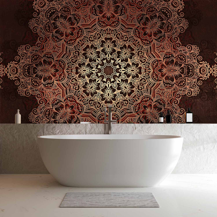 Wall Mural Mandala - contrasting oriental motif in a bright pattern on a red background 93138 additionalImage 8