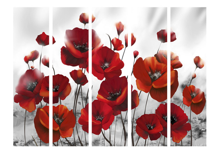 Room Separator Poppies in Moonlight II - red poppy flowers on a gray background 95538 additionalImage 3