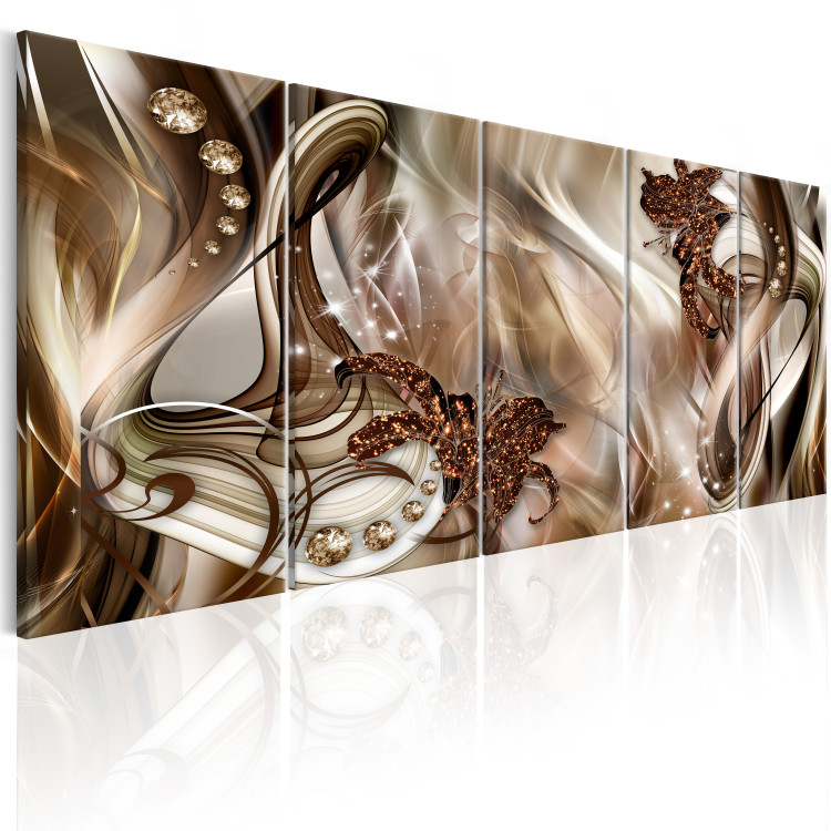 Canvas Elegant Shells (5-piece) - Thick Brown Ribbons in Glamour Style 105048 additionalImage 2