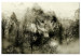 Canvas Art Print Mountain Predator (1-part) Wide Beige - Dog in Forest Texture 108248